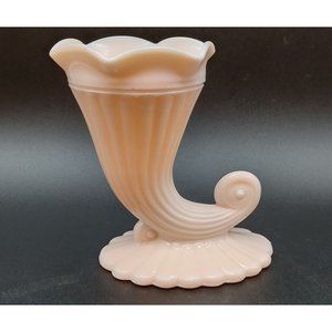 Cornucopia Pink Milk Glass Jeanette 5 Inch Vintage Vase Candy Planter